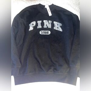 PINK Victoria's Secret 1986 Womens small Black Crewneck Sweatshirt